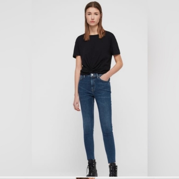 Allsaints Roxanne Stretch Jeans Raw Hem 29 - Picture 2 of 4
